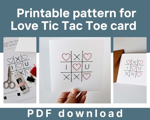 Kostenloses Design für die Love Tic Tac Toe-Karte zum Ausdrucken