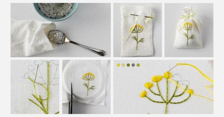 Duftsäckchen mit floraler Stickerei DIY-Anleitung