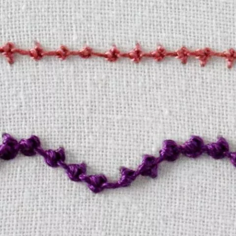 Palestrina stitch pink and purple front side