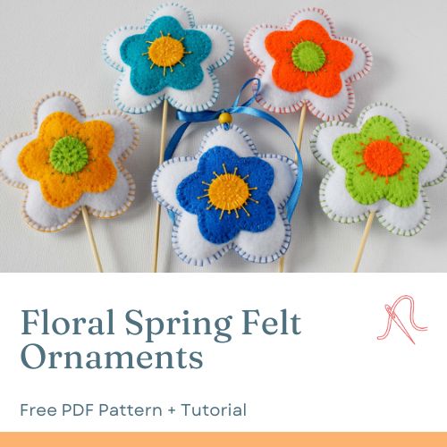 Floral Spring Felt Ornaments DIY-Tutorial