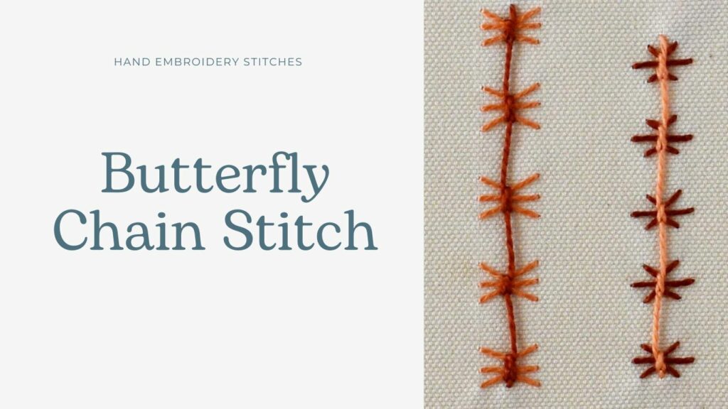 Schmetterling Kettenstich-Stickerei