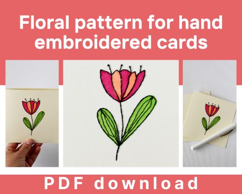 Florales Muster für handgestickte Karten