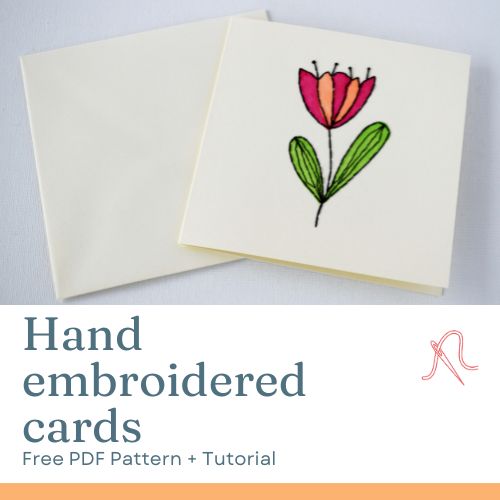 Handgestickte Karten mit Blume - Anleitung