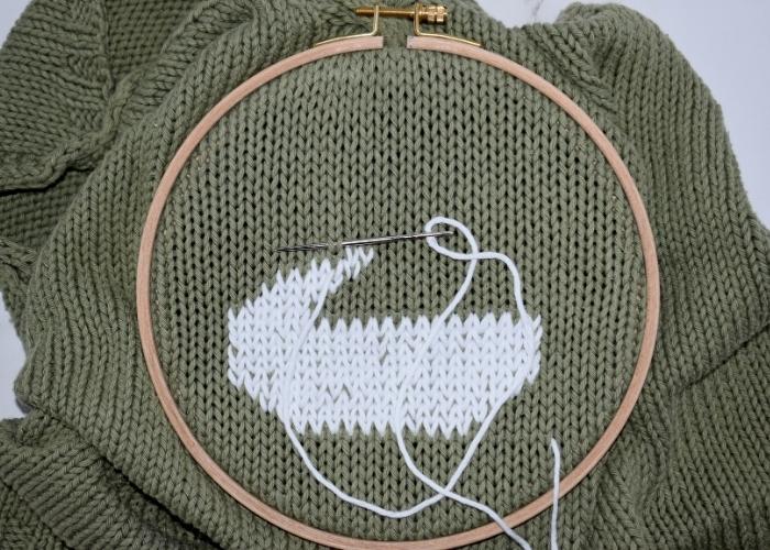 Duplicate Stitch Embroidery - the neck