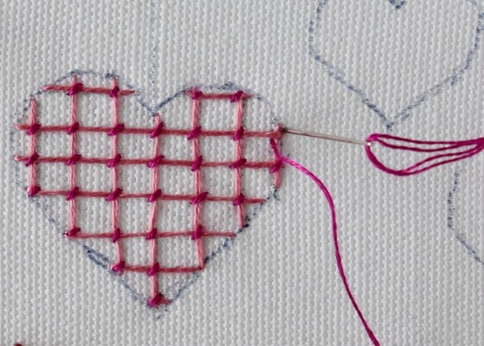 How to stitch a heart with Jacobean couching